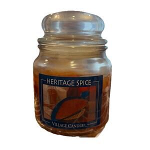 Village Candle 16 oz Large Jar-HERITAGE SPICE-VERY STRONG SCENT LEFT-RETIRED HTF